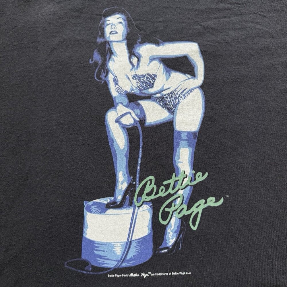 Vintage Bettie Page Black T Shirt Pinup Girl Alstyle Tag Size 3XL 90’s